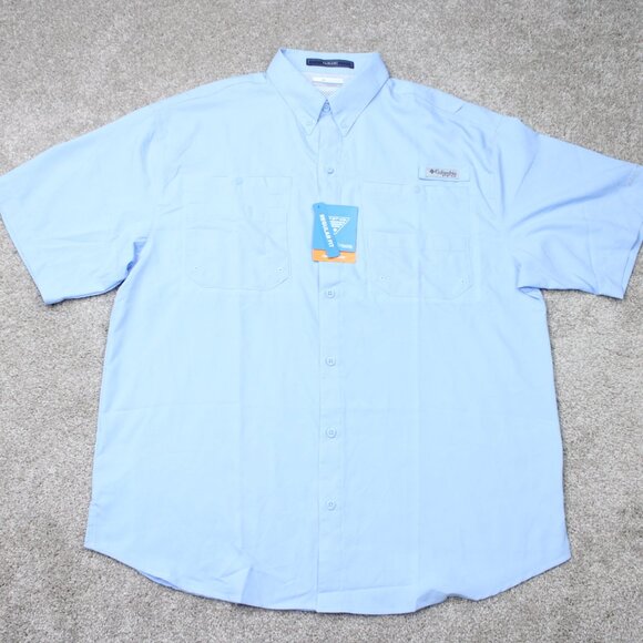 Columbia PFG Shirt NWT Mens Large Blue Tamiami II Fishing Performance S/S Button - Picture 2 of 16